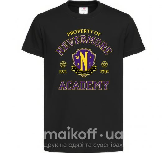 Детская футболка Nevermore academy Черный фото