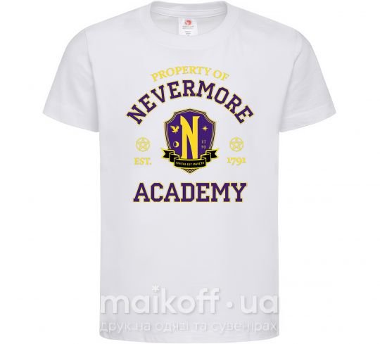 Дитяча футболка Nevermore academy Білий фото
