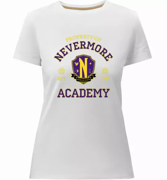 Женская премиум футболка Nevermore academy Белый фото