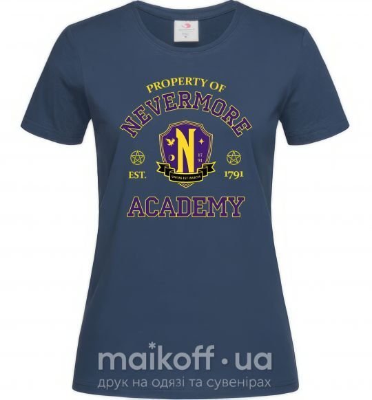 Женская футболка Nevermore academy Темно-синий фото