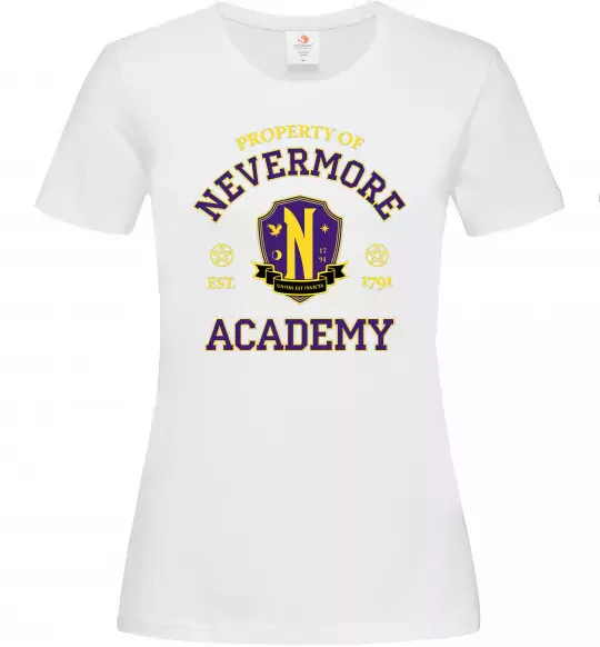 Женская футболка Nevermore academy Белый фото