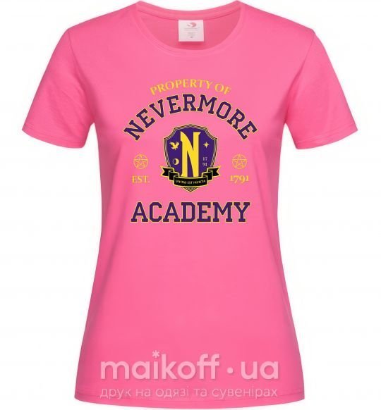 Женская футболка Nevermore academy Ярко-розовый фото