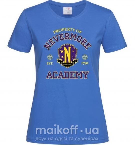 Женская футболка Nevermore academy Ярко-синий фото
