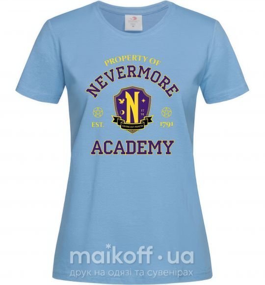 Жіноча футболка Nevermore academy Блакитний фото