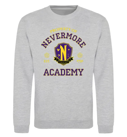 Свитшот Nevermore academy Серый меланж фото