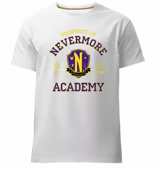 Мужская премиум футболка Nevermore academy Белый фото