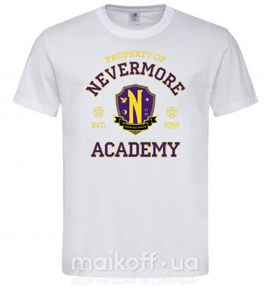 Мужская футболка Nevermore academy Белый фото