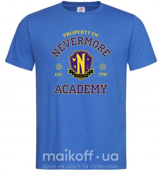 Мужская футболка Nevermore academy Ярко-синий фото