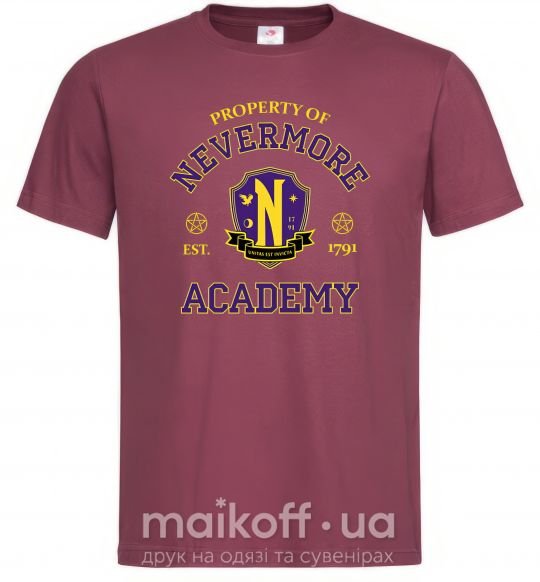 Чоловіча футболка Nevermore academy Бордовий фото
