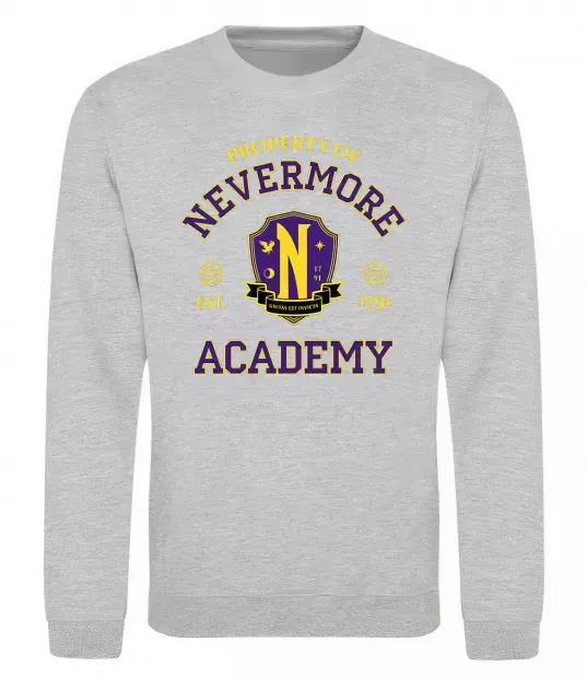 Світшот Nevermore academy Сірий меланж фото