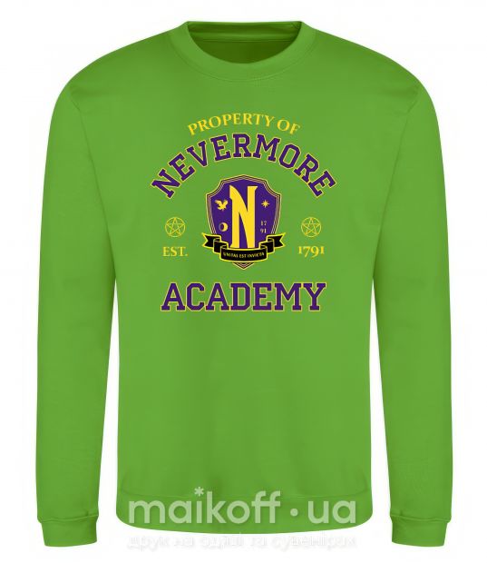 Свитшот Nevermore academy Лаймовый фото
