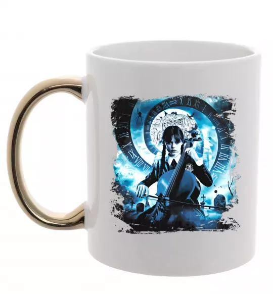 Чашка с цветной ручкой Wednesday cello Золото фото