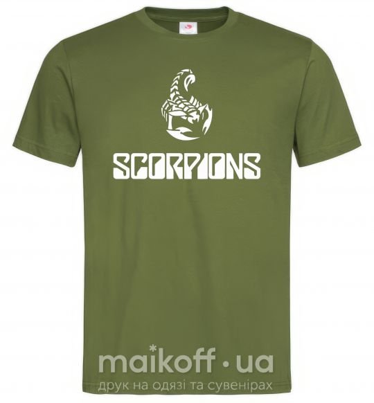Мужская футболка Scorpions logo розмір S Оливковый фото