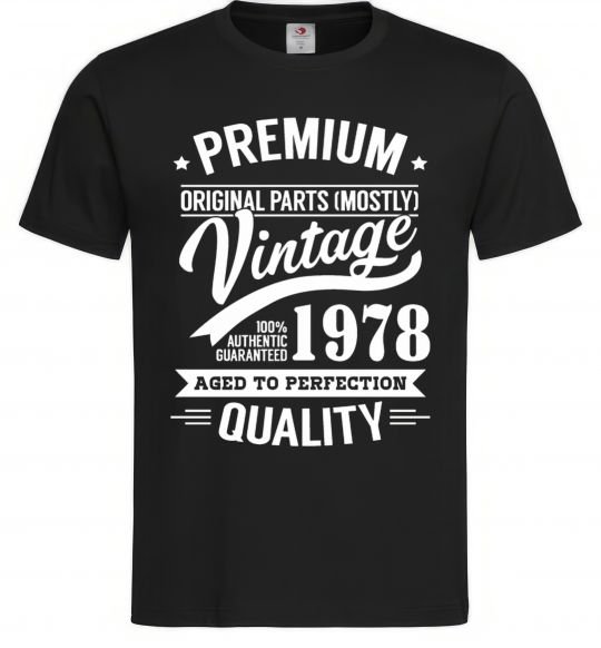 Мужская футболка Premium vintage 1978, колір - чорний, розмір - L Черный фото