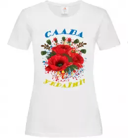 Женская футболка Слава Україні! (маки) XL Белый фото