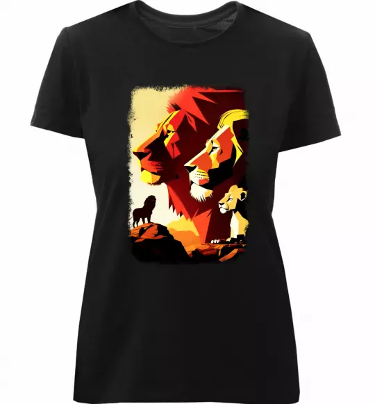 Женская премиум футболка Король лев Черный фото