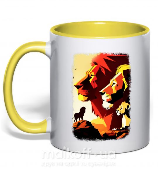 Чашка з кольоровою ручкою Король лев Сонячно жовтий фото