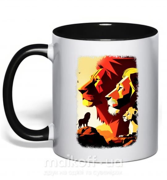 Чашка с цветной ручкой Король лев Черный фото