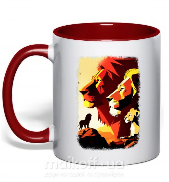 Чашка с цветной ручкой Король лев Красный фото