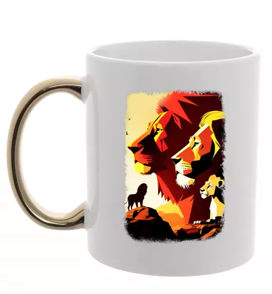 Чашка с цветной ручкой Король лев Золото фото