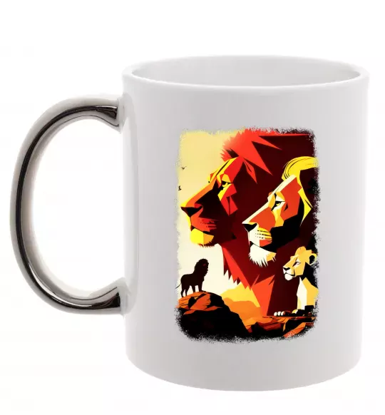 Чашка с цветной ручкой Король лев Серебро фото