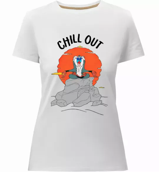 Жіноча преміум футболка Король Лев Рафики Chill Out Білий фото