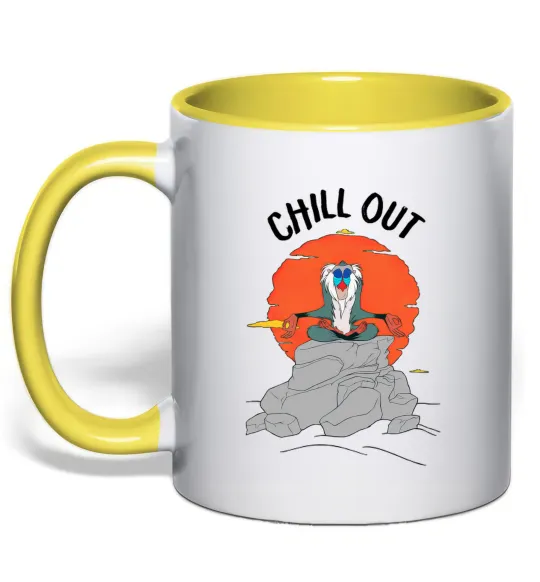 Чашка с цветной ручкой Король Лев Рафики Chill Out Солнечно желтый фото
