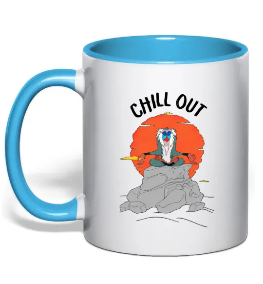 Чашка с цветной ручкой Король Лев Рафики Chill Out Голубой фото