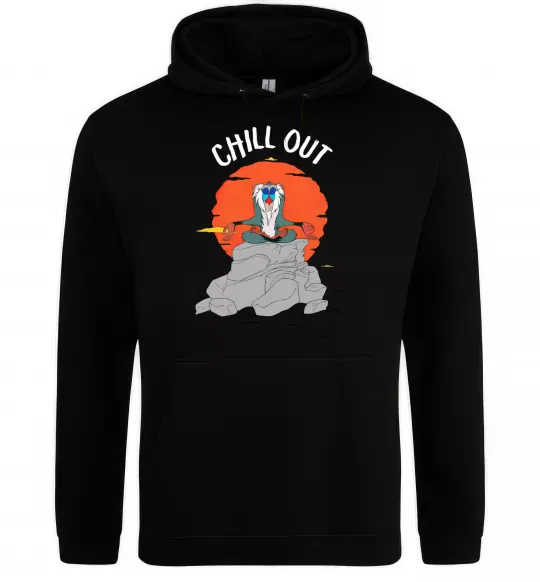 Чоловіча толстовка (худі) Король Лев Рафики Chill Out Чорний фото