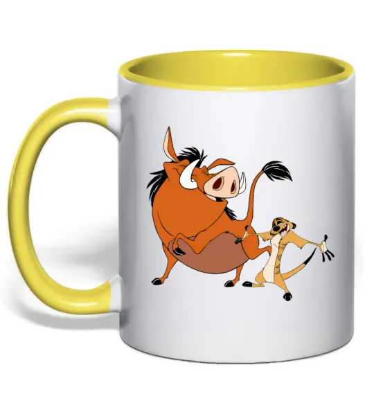 Чашка с цветной ручкой Тімон і Пумба Лимонный фото