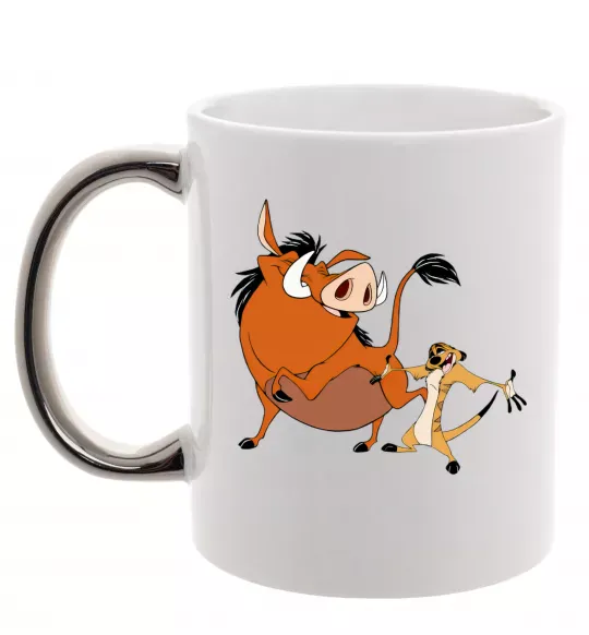 Чашка с цветной ручкой Тімон і Пумба Серебро фото