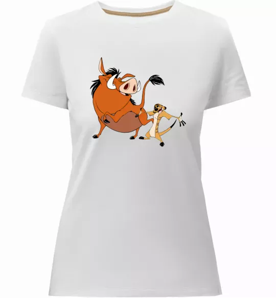 Жіноча преміум футболка Тімон і Пумба Білий фото