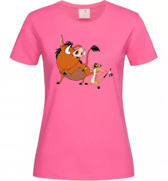 Женская футболка Тімон і Пумба Ярко-розовый фото