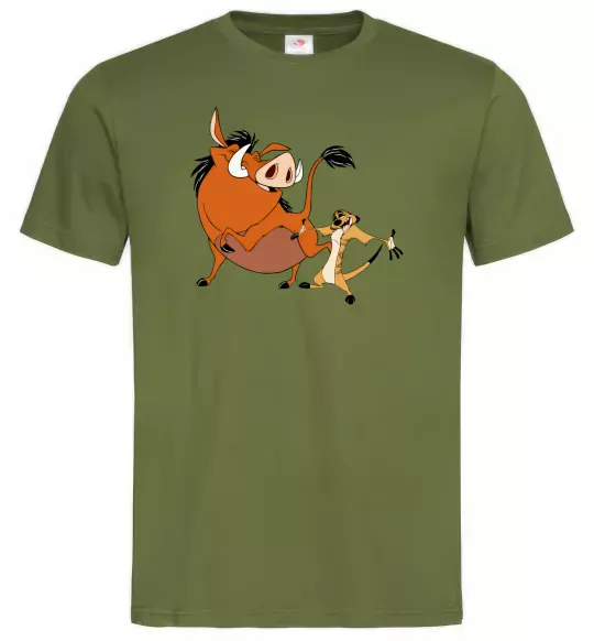 Чоловіча футболка Тімон і Пумба Оливковий фото