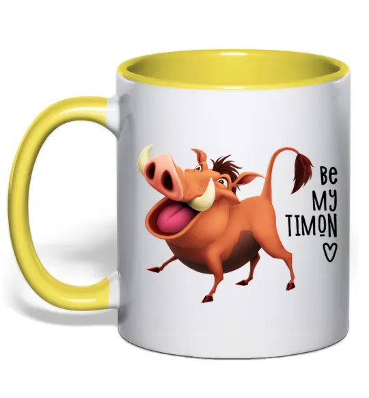 Чашка з кольоровою ручкою 3365 Пумбаа Be my Timon Лимонний фото