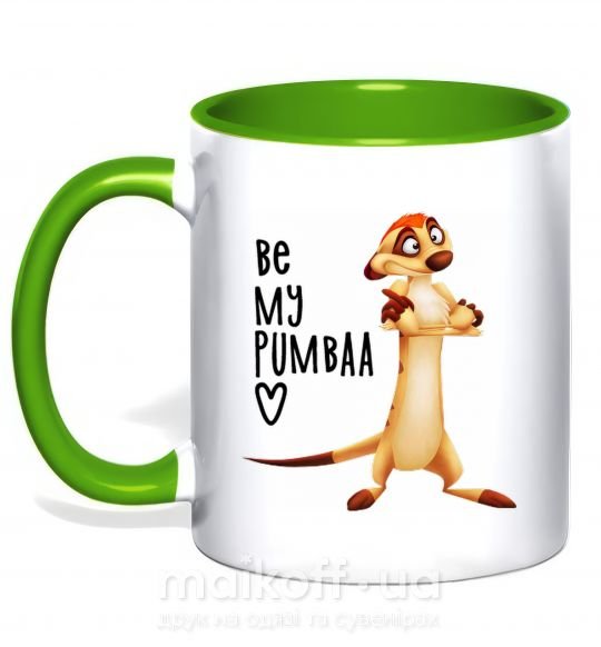 Чашка з кольоровою ручкою Тімон Be mine Pumbaa Зелений фото