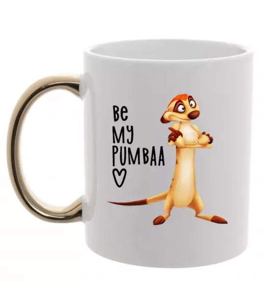 Чашка з кольоровою ручкою Тімон Be mine Pumbaa Золото фото