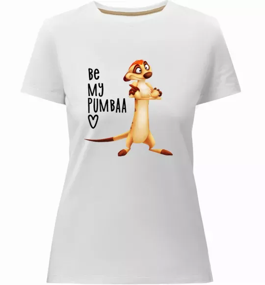 Женская премиум футболка Тімон Be mine Pumbaa Белый фото