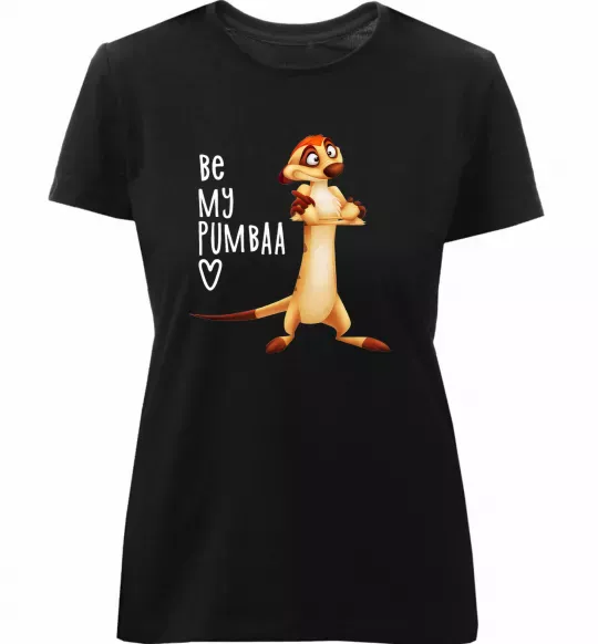 Женская премиум футболка Тімон Be mine Pumbaa Черный фото