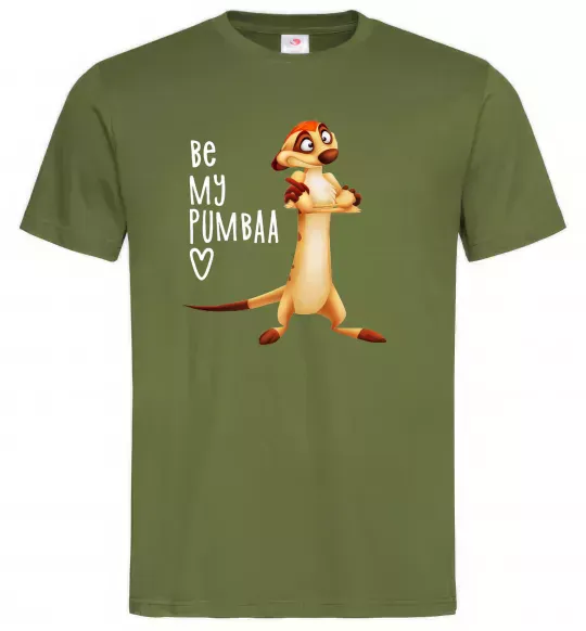 Чоловіча футболка Тімон Be mine Pumbaa Оливковий фото