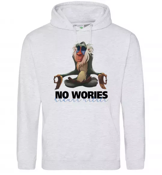 Мужская толстовка (худи) Рафики no wories hakuna matata Серый меланж фото