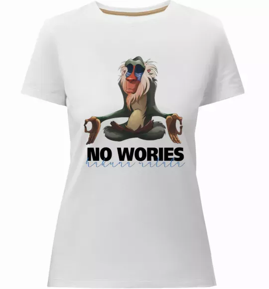 Женская премиум футболка Рафики no wories hakuna matata Белый фото