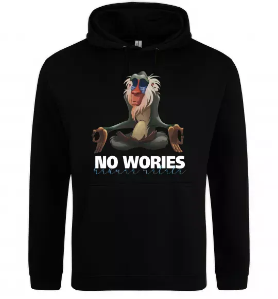 Мужская толстовка (худи) Рафики no wories hakuna matata Черный фото
