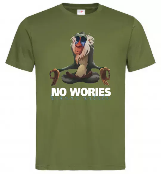 Чоловіча футболка Рафики no wories hakuna matata Оливковий фото