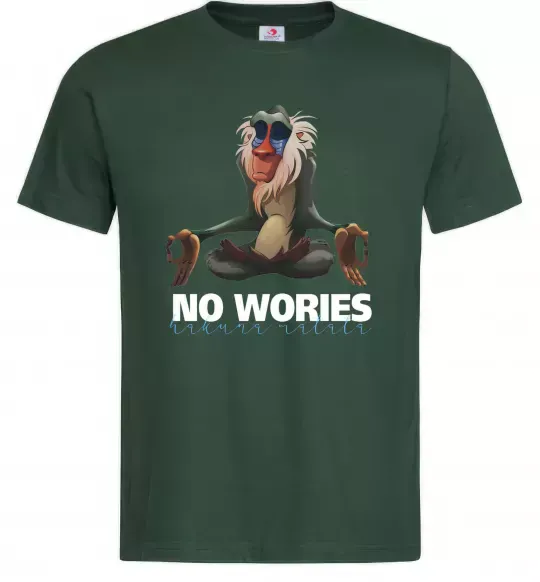 Чоловіча футболка Рафики no wories hakuna matata Темно-зелений фото