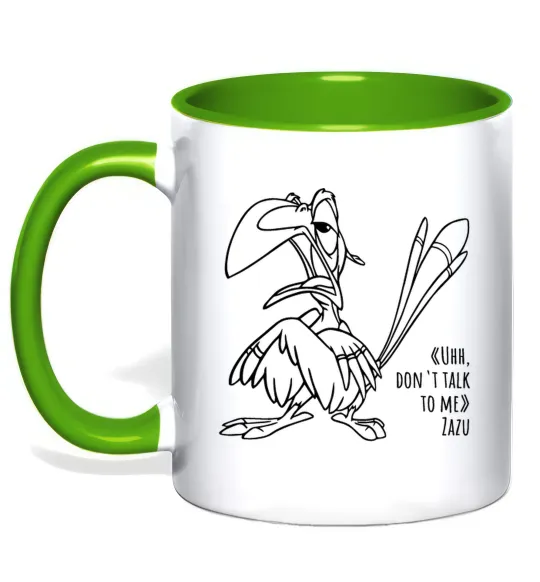 Чашка с цветной ручкой Зазу dont talk to me Лаймовый фото