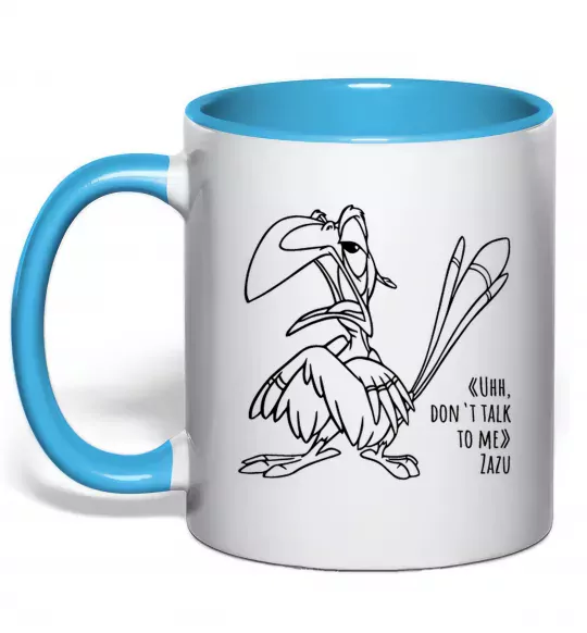 Чашка з кольоровою ручкою Зазу dont talk to me Блакитний фото