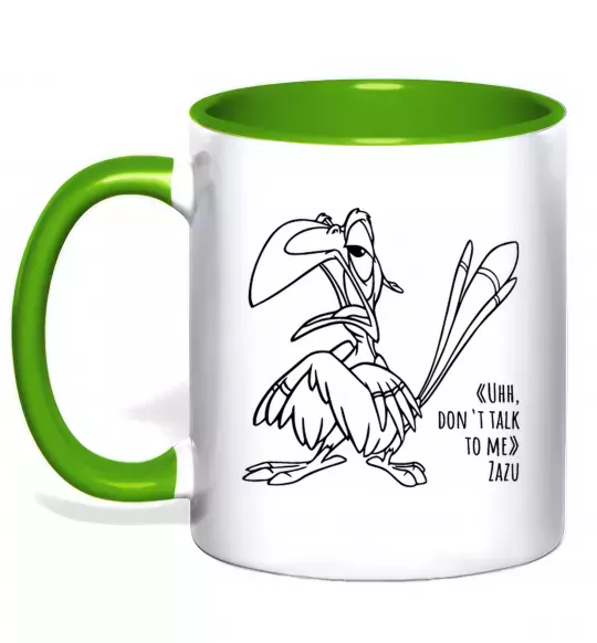 Чашка з кольоровою ручкою Зазу dont talk to me Зелений фото