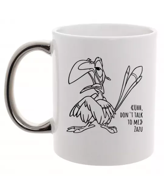 Чашка з кольоровою ручкою Зазу dont talk to me Срібло фото