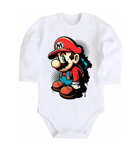 Детский боди Super Mario Белый фото
